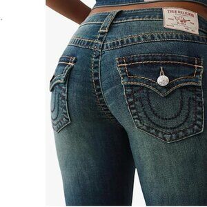 True Religion Women's Becca Bootcut Flap Jeans – Big T Signature Stitch & Flap